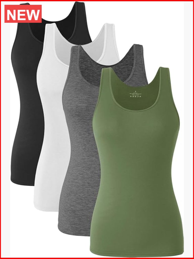 4-Pack Women's Camis Tank Tops Undershirts Lightweight Scoop Neck
